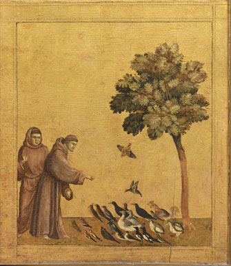 St. Francis preaching to the birds. Giotto. Originally Pisa, now Louvre. Source: Wikipedia