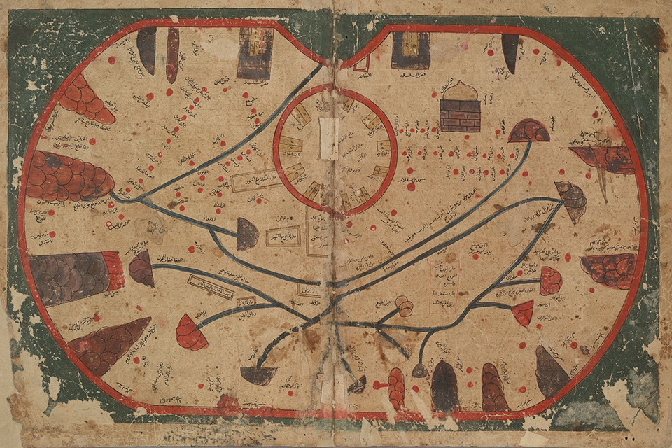 Fatimid cosmography, The Book of Curiosities, housed in the Bodleian Library at Oxford University. Source: Wikipedia