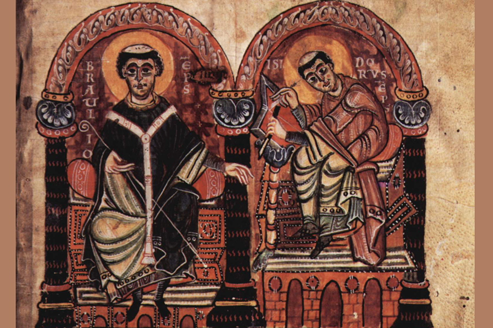 Bishop Braulio and isidore of Seville from: Meister des Codex 167, Kloster Einsideln. Source: Wikipedia