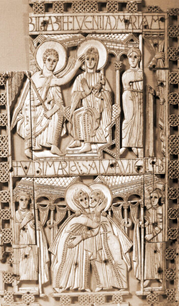 Ivory from Genoels Elderen ca. 8th century. Probably of Northumbrian origin. Source: wikipedia