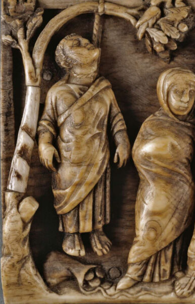 Judas. Detail from a casket c.. Ad 420-30© The Trustees of the British Museum. Shared under a Creative Commons Attribution-NonCommercial-ShareAlike 4.0 International (CC BY-NC-SA 4.0) licence.