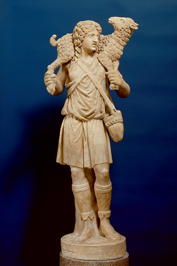 The Good Spehard carrying a pera. c. AD 300.Museo Pio Christiano. Sorce: Wikipedia