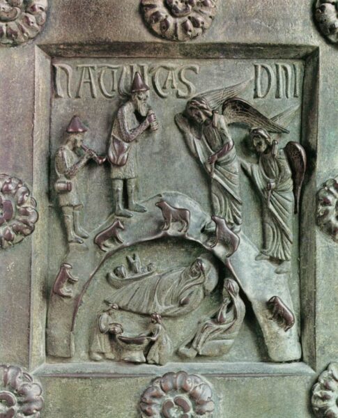 Purse and bag on Bronze doors from Pisa ca. 1170. ©Web Gallery of Art