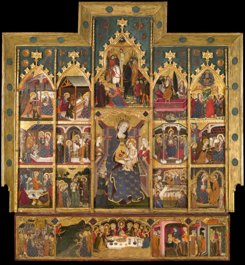 Retablo of the Holy Virgin by Jaume SerraTempera, gold leaf and metal plate on wood From the monastery of Santa María de Sigena (Villanueva de Sigena, Huesca). © Museo d'Art Nacional de Catalunya