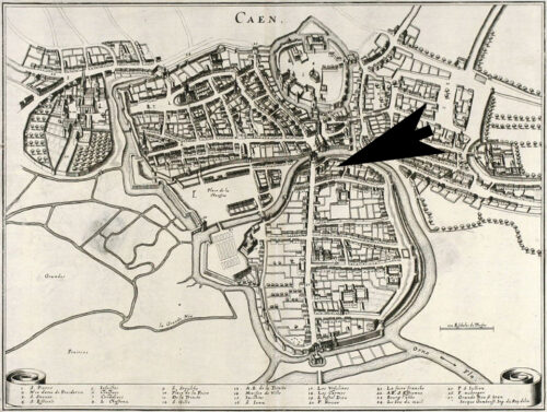 Map of Caen from 1675 showing the ramparts still in existence. © City of Caen. Source: Wikipedia