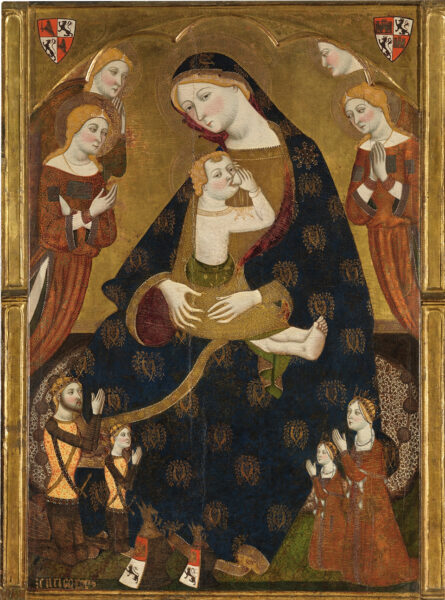 The Virgin of Tobed with the donors Henry II of Castile, his wife Giovanna Manuele and his children Giovanni and Giovanna. Jaume Serra 1359-1362. Tempera on the table. © Prado Muso Nacional 