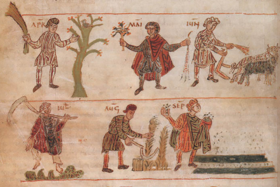 Medieval work during the summer months © Raum Salzburg, 818. Bayerische Staatsbibliothek, Clm 210, fol. 91v.. Source Wikipedia