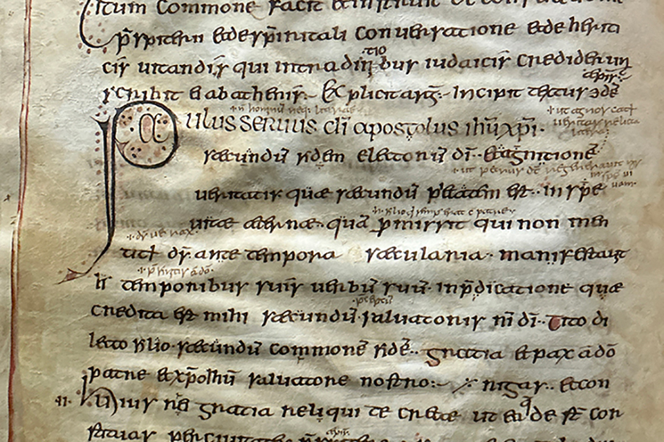 Created in Northumbria in the eighth century, this copy of the Epistles of St Paul is among the oldest books held in the Trinity College Cambridge Library Credit: Reproduced with kind permission of the Master and Fellows of Trinity College Cambridge