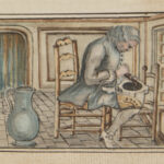 Illustration showing Flemand in his alchemistic laboratory. Pseudoepigrahic Treatise c. 1680 Manuscrit Mellon MS 100, p. © Yale University Library