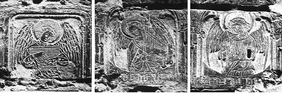 Medallions with angels playing musical instruments. From Aubert 1912