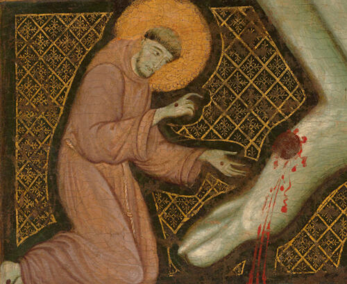 Detail of crucifix by the Mster of St. Francis © Galleria Nazionale Umbria. Source: wikipedia