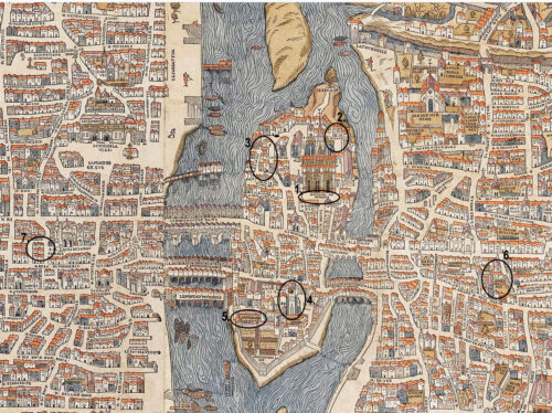 Map of Medieval Paris ca 1550. Source Wikipedia