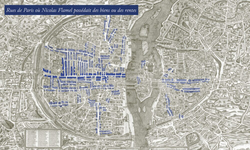 Carte des rues de Paris où Nicolas Famel possédait des biens ou des rentes