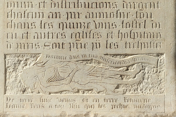 Nicolas Flamel on his tombstone . detail © Musee de Cluny