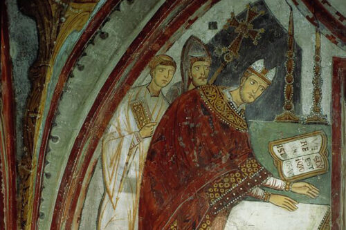 Scene showing the consecration of a chapel in Subiaco, ca. 1228. Source: Wikipedia