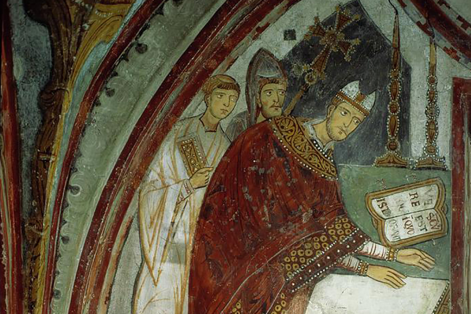 Scene showing the consecration of a chapel in Subiaco, ca. 1228. Source: Wikipedia