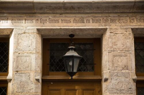 Inscription on Façade of house in Rude de Montmoricy