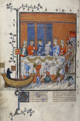 Banquet at the French Court in a manuscript made for Charles V 14th century