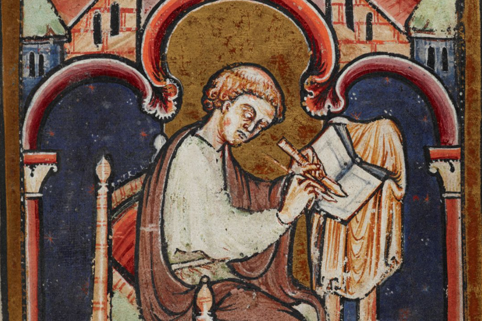 Bede writing. Yates Thompson MS 26 © British Library