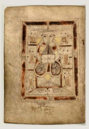 Book of Deer. The resurrected Christe surrounded by Angels? Fol. 41 V © Cambridge University Library