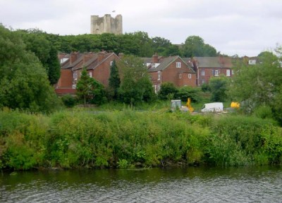 Conisbrough castle seen from the river Don