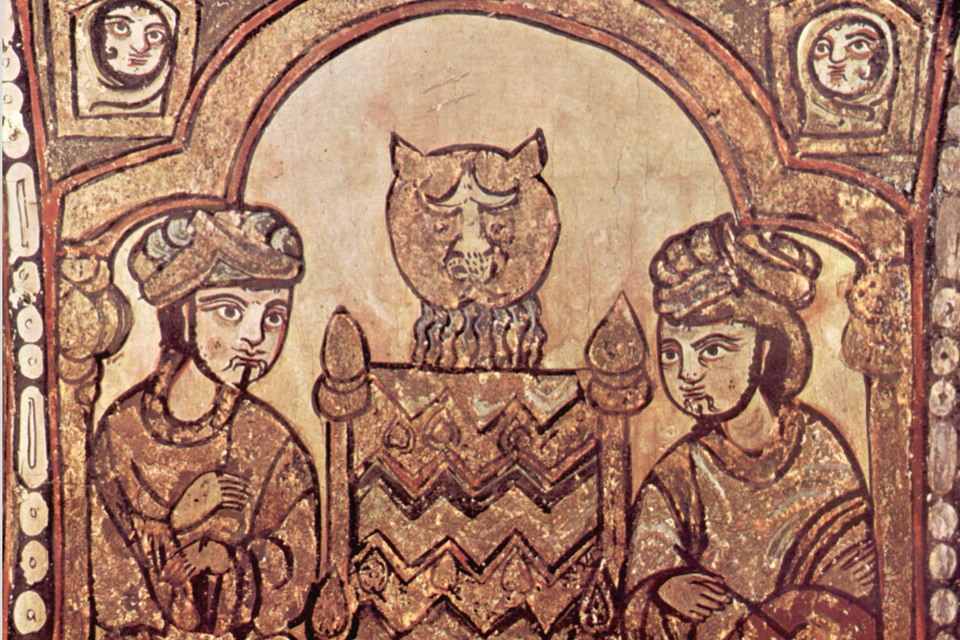 Detail: Arab fresco from chapel in the Palace in palermo Wikipedia