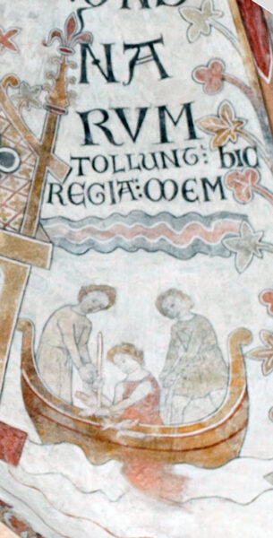 Eric Ploughpenny is found by fishermen in the Schlei. Ringsted Church, Wikipedia