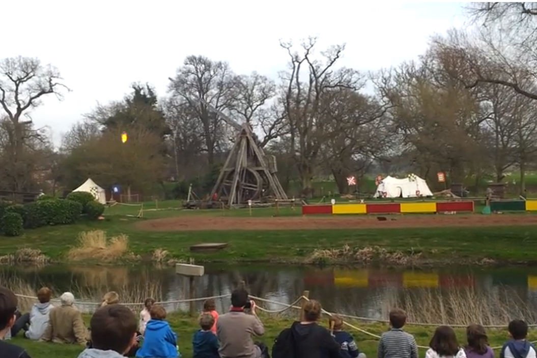 Firing of trebuchet at Warwick april 2015