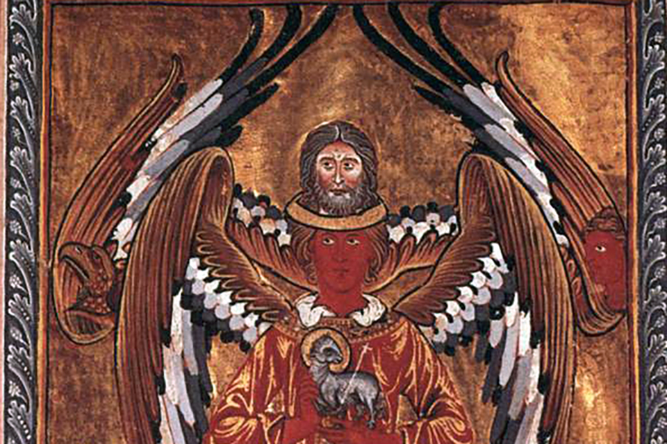 Detail of Hildegard of Bingen's Theophany of Divine Love. From Liber Divinorum Operum I.1. Source: Wikipedia/Web Gallery of Art (Original in Biblioteca Statale di Lucca, MS 1942, fol. 1v (early 13th-cen.)