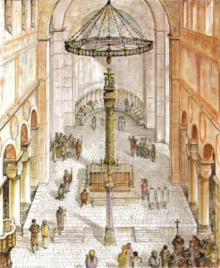 The Column and Chandelier at Hildesheim in the original position in St. Michael