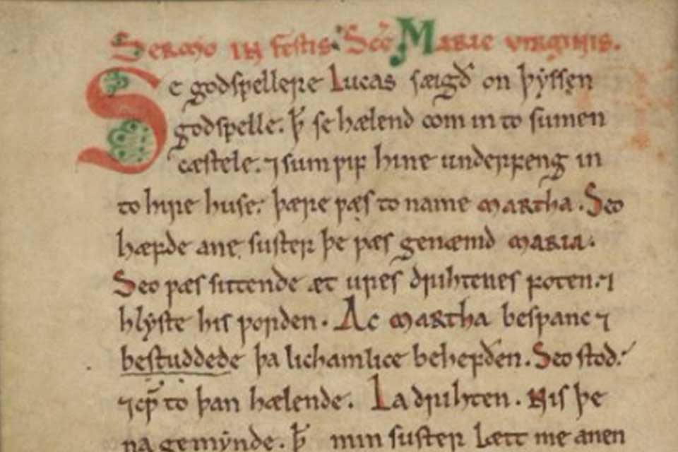 Collection of homilies British Library Cotton Vespasian D. xiv
