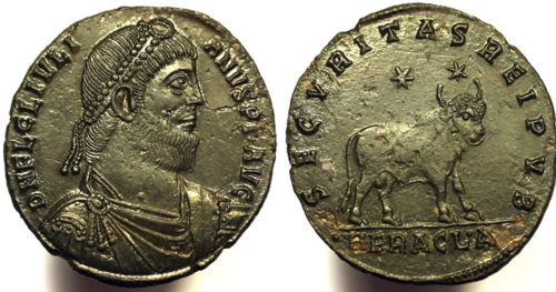 Julian II, AD 355-363. Heraclea mint. Julian the Apostate or Julian the Philosopher advocated a return to the pre-Christian pagan gods of the Roman empire.