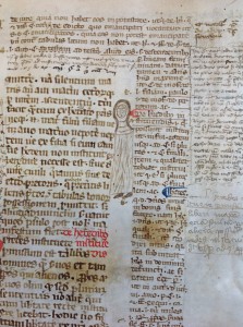 Evidence of medieval boredom: an image from a fourteenth century manuscript of Justinian’s Institutes from the rare book collection of the Law Library of Congress (LCCN: 2004596530). The student dra a charicature of the teacher.