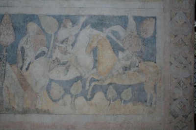 Knights fighting. From the murals from Siedlęcin