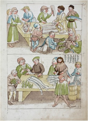 Konstanzer Richental Chronik- Fish market, fol. 25r Konstanz, Rosgartenmuseum, Hs. 1, fol. 24v