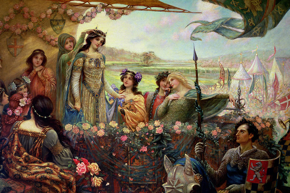 Lancelot and and Guinevere Herbert James Draper cropped