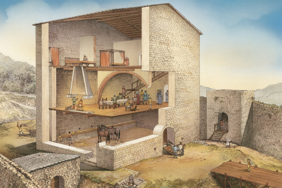 Life in the medieval castle of Miranduolo in Toscana in the 13th century. © Inkling Firenze