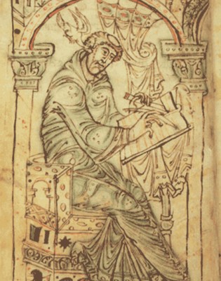 Gregory the Great - writing with a dove in his ear- 