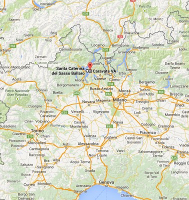 Map over Caravate near Varese