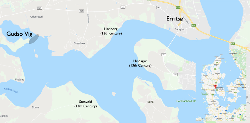 Map showing Erritsø and localities near Lillebælt