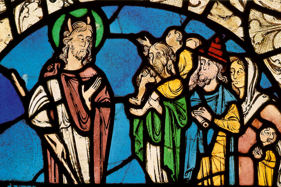 Moses crossing the Red Sea. Lincoln Cathedral 13th century. Source: Pinterest