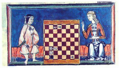 Muslim and Christian women play chess