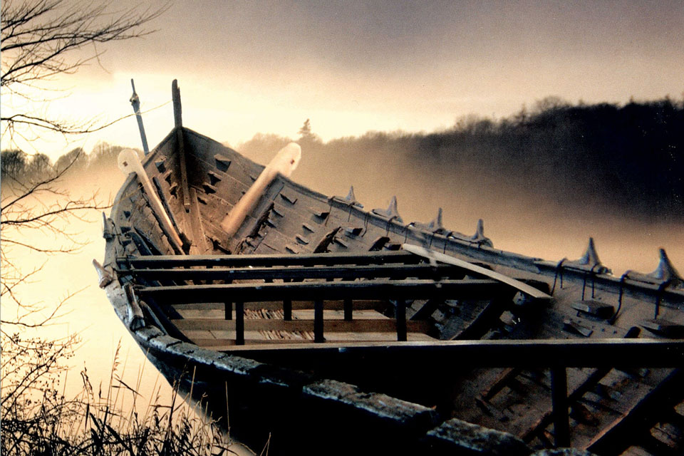 Nydamboat from Gottorp Castle c. AD 310 - 20. The construction of this boat is similar to that which was used at Sutton Hoo. © Gottorp Castle