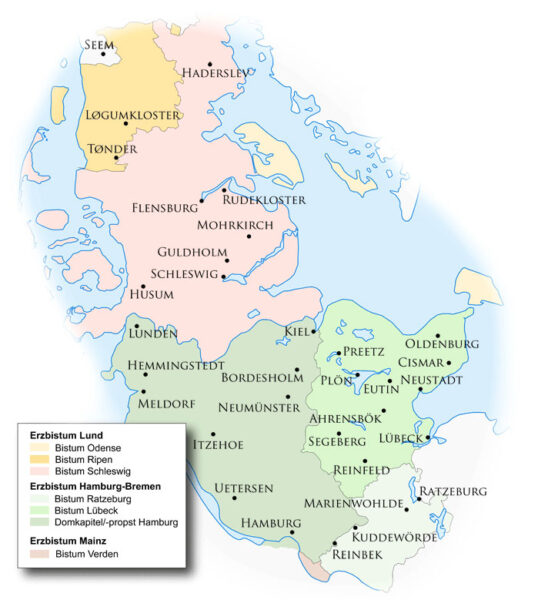 Overview of monasteries and other religious institutions in Schleswig Holstein © Klosterprojekt