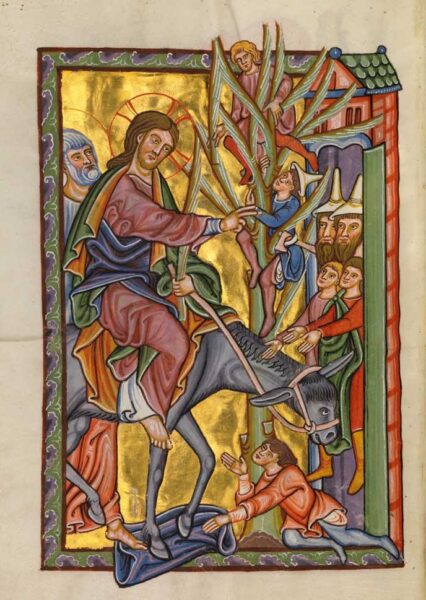 Palm Sunday. From Bamberger Psaler c. 1230. Source: Google Arts and Culture