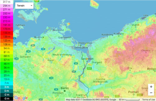 Pomerania: Topographical Map © Google Earth