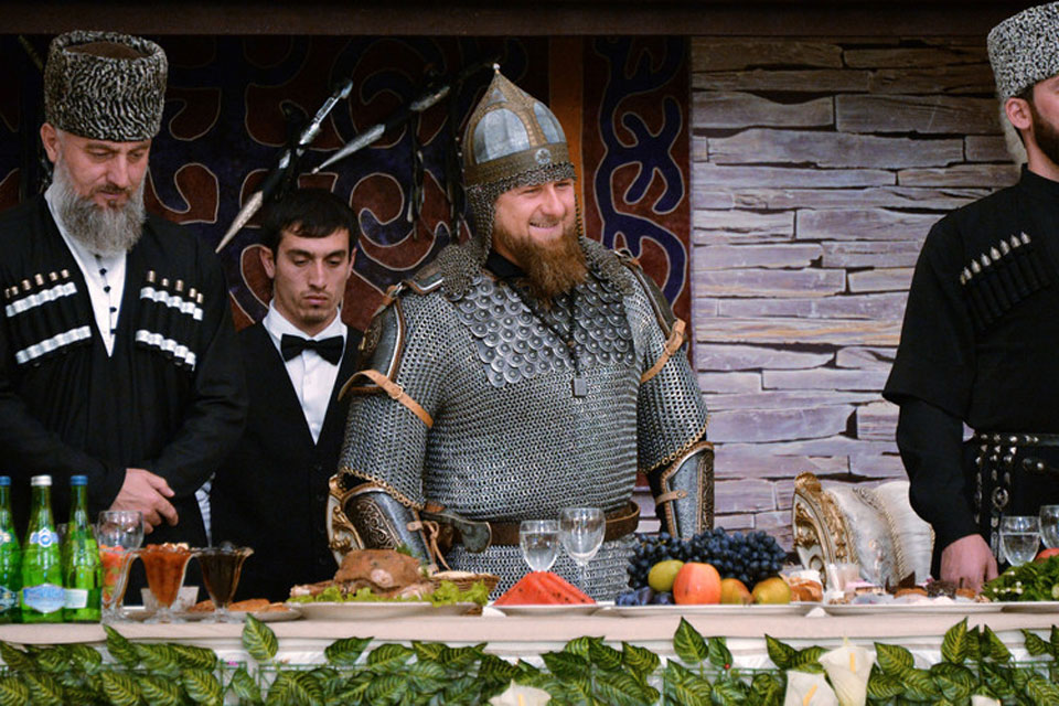Ramzan Kadyrov celebrating winning the elction 2016 in Medieval style