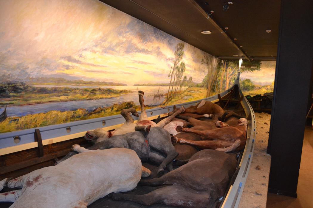 Reconstruction of burial in the museum at Ladby