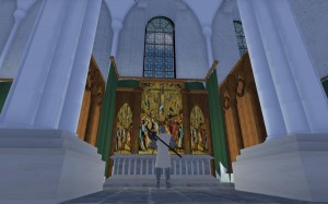 Robert infront of the alter in St Andrews 1308- facebook