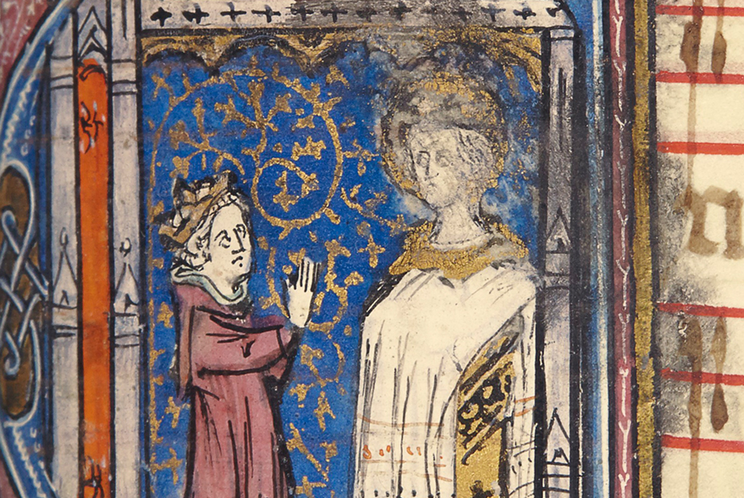 Royal Breviary of Philippe IV praying to the Head of Saint-Louis BnF cropped